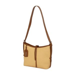 Khaki Woven Pattern PU Crossbody Bag