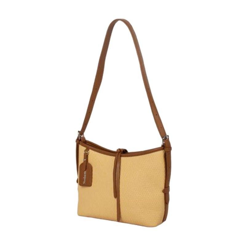 Khaki Woven Pattern PU Crossbody Bag