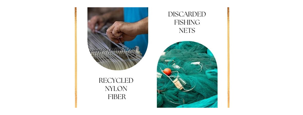 Recycled nylon threads made from discarded fishing nets