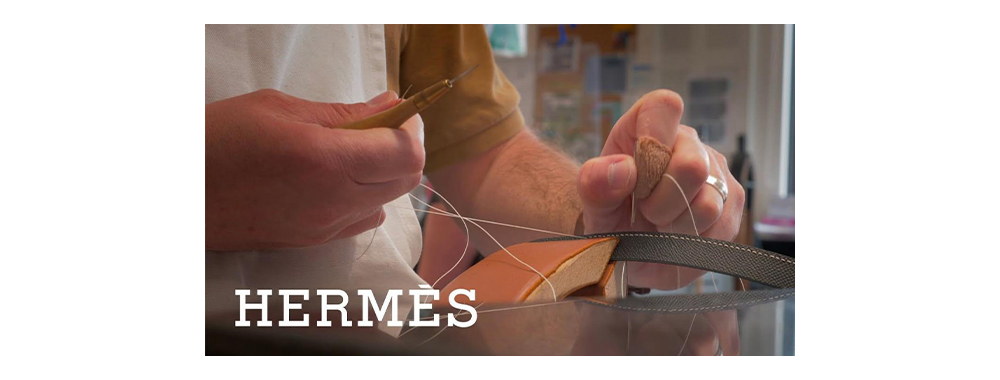 The worker in the picture is using Saddle Stitch to make an Herm è s handbag
