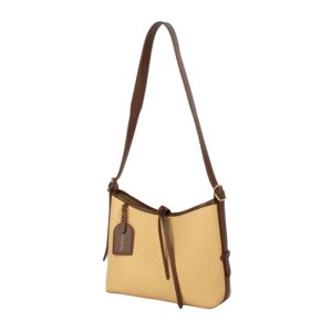 Khaki Woven PU Crossbody Shoulder Bag