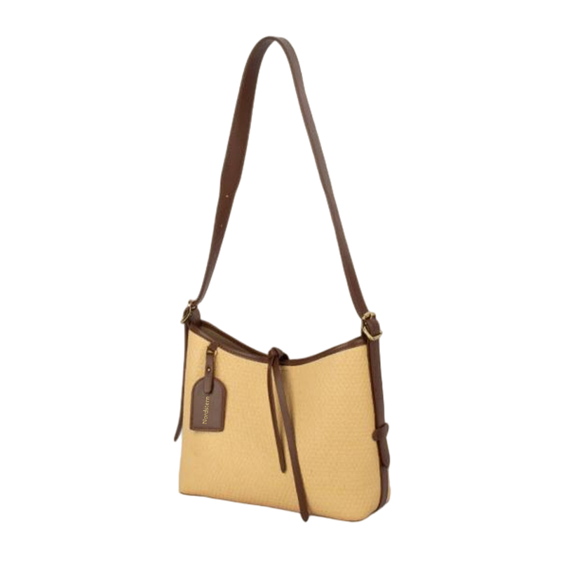 Khaki Woven PU Crossbody Shoulder Bag